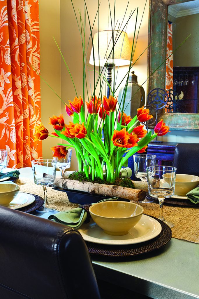 Spring Accent Dining Room flowers