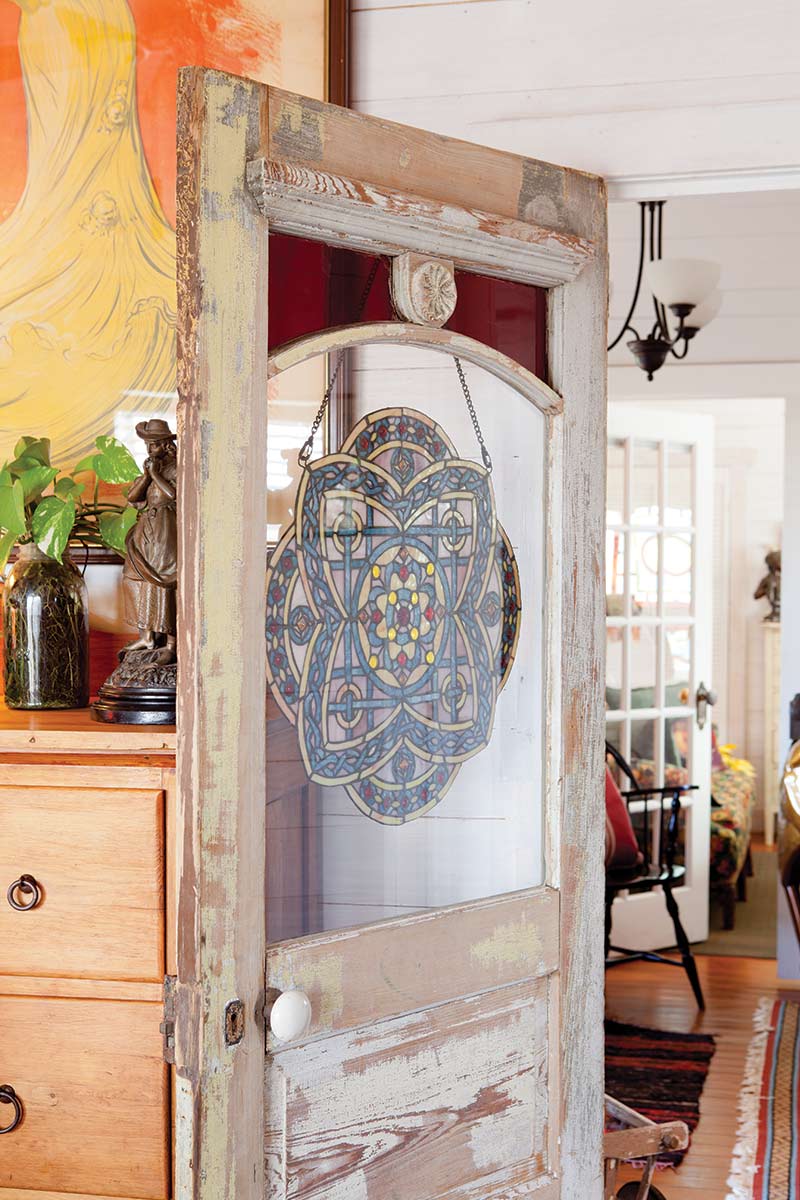 Texas Countryside Cottage - The Cottage Journal - Stain Glass Antique Door