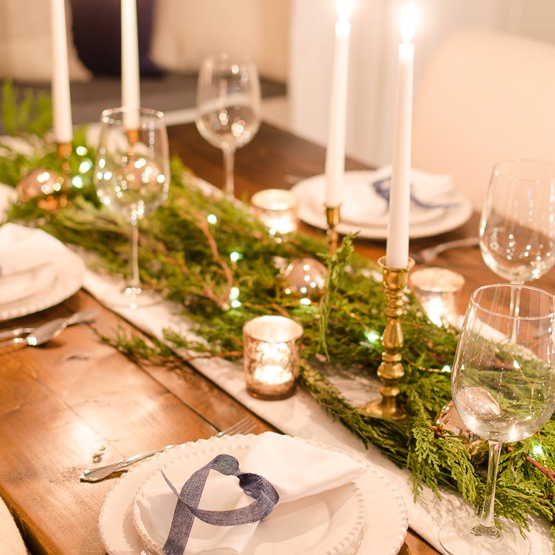 Christmas Lights Tablescape 