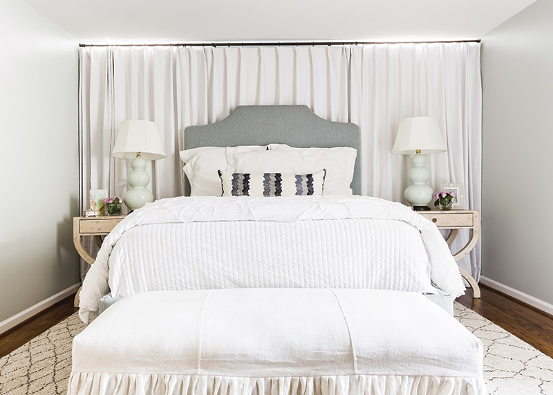 White and gray master bedroom