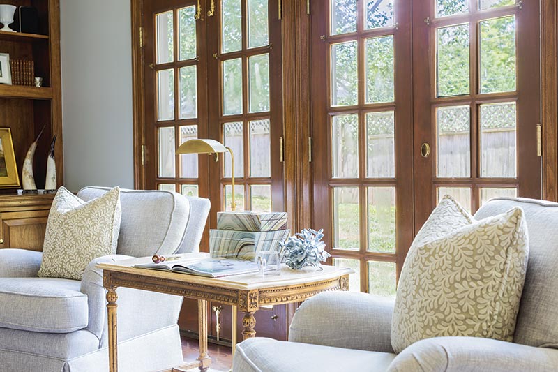 Dark wooden French doors