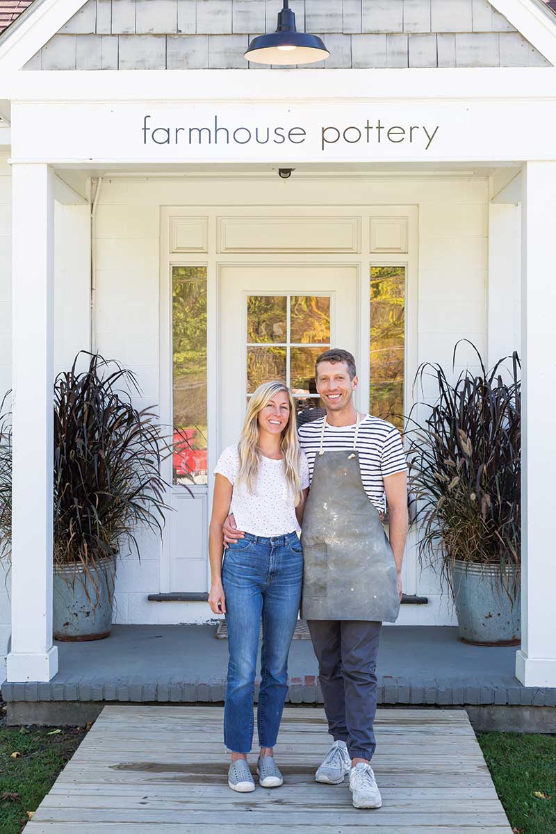 Farmhouse Pottery store front and owners