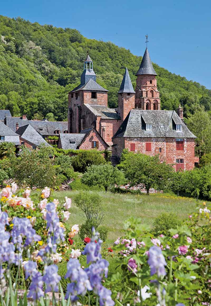 Dark red bricked castle in France