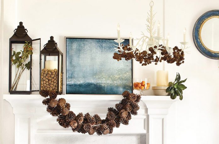 autumn decor - pinecone garland