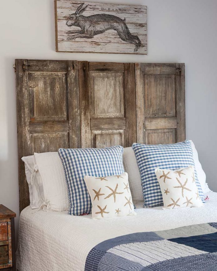 headboard made of wooden shutters