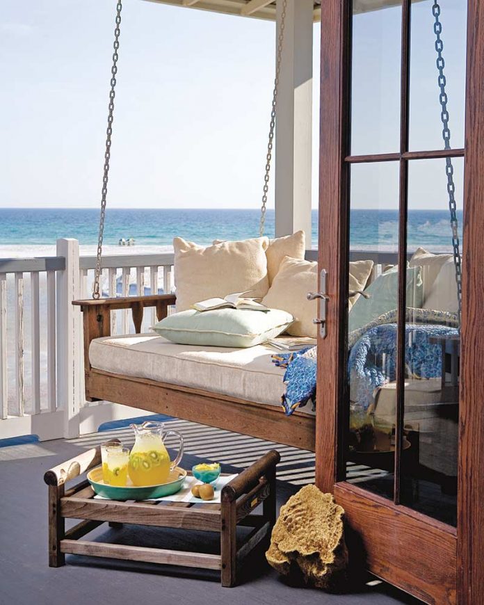 Porch swing by the sea