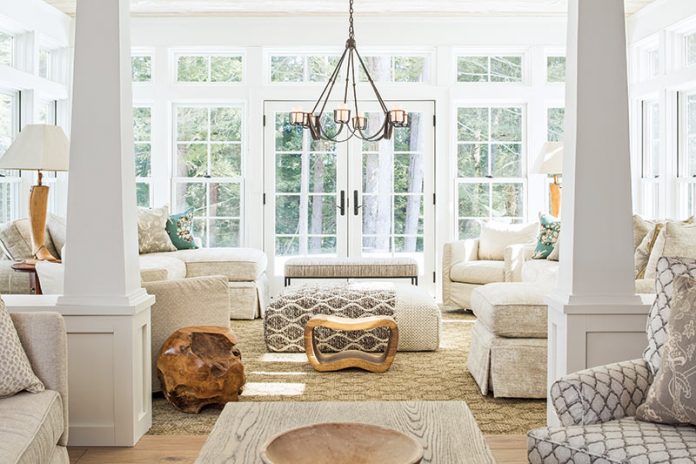 large living room with French doors