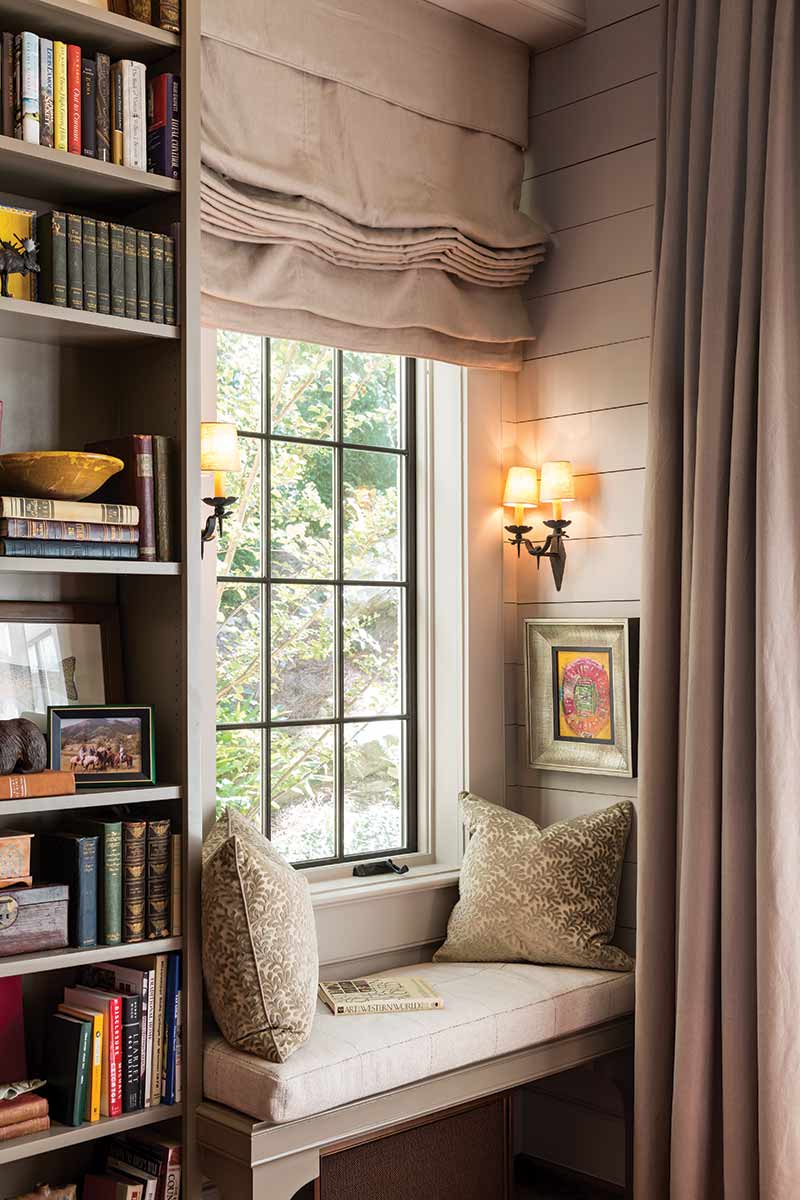 window seats and book shelf