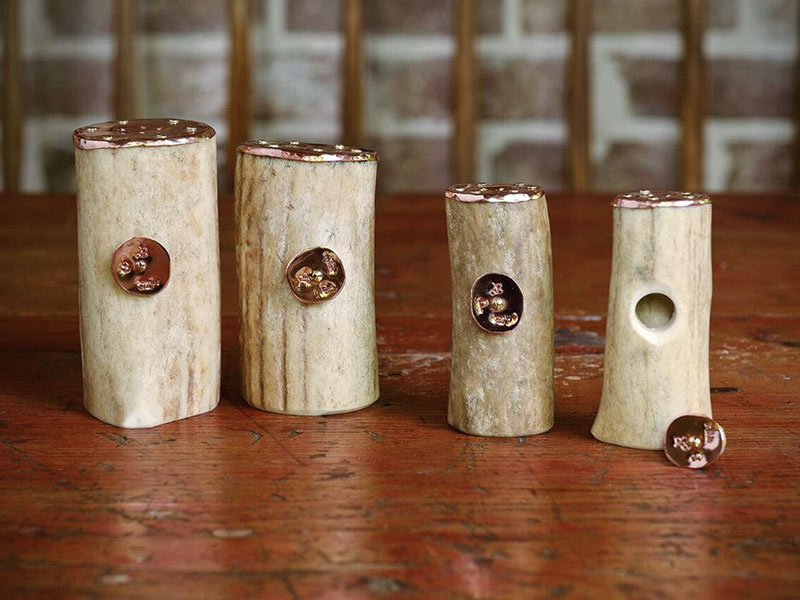 hand-made copper antler shakers
