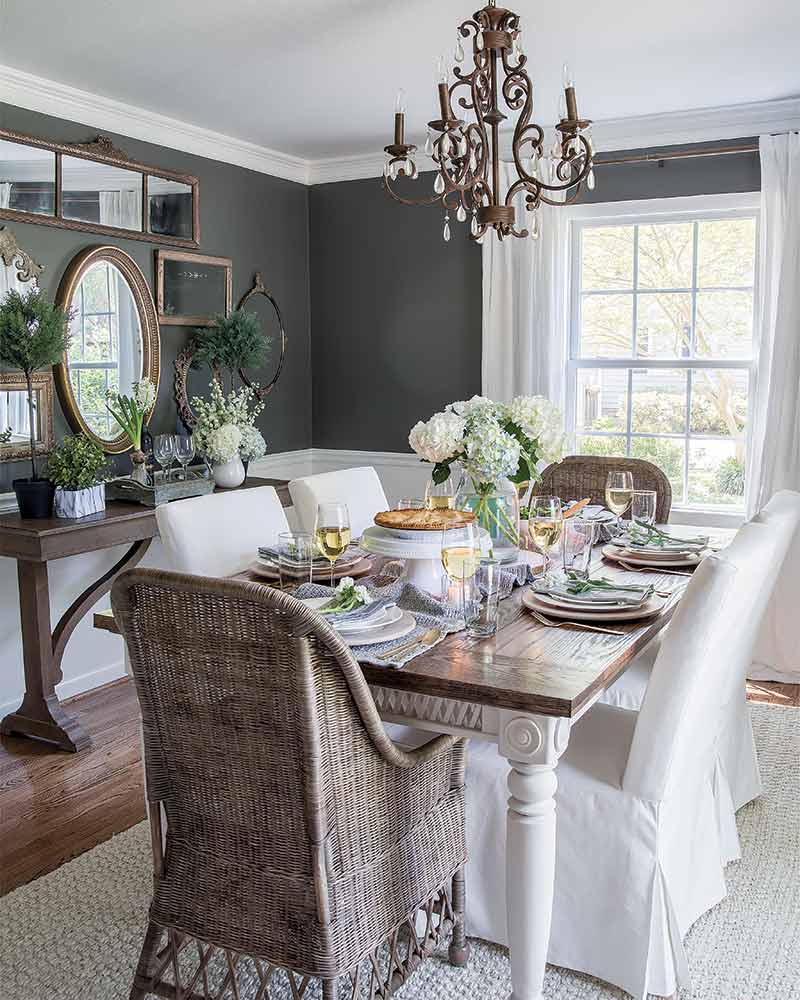 Dining Room with dark gray walls