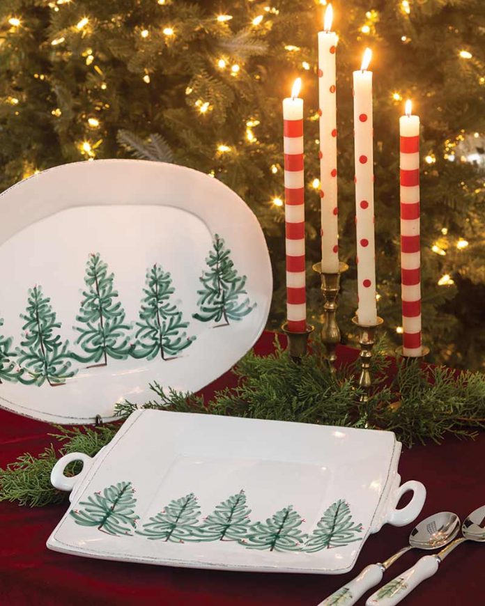 Lastra Holiday Handled Square Platter, Oval Platter, and Salad Server Set from Vietri
