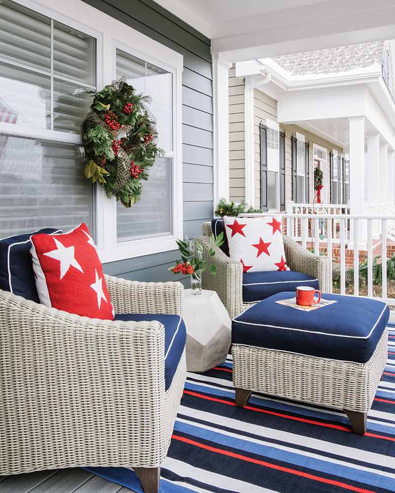 red and blue front porch