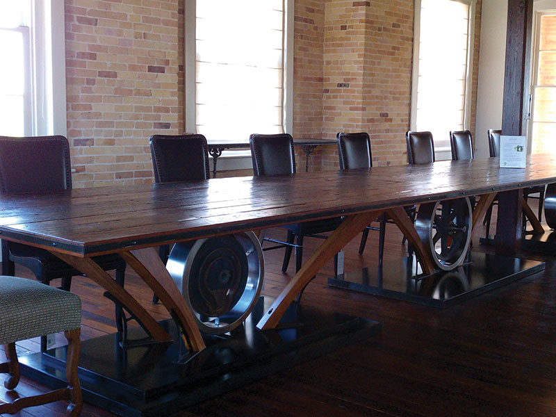 hand-made wooden table