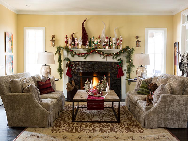 living room with Christmas decor