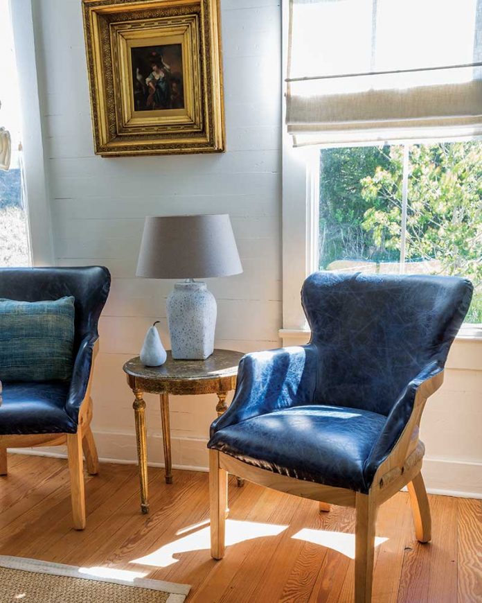 Navy leather chairs