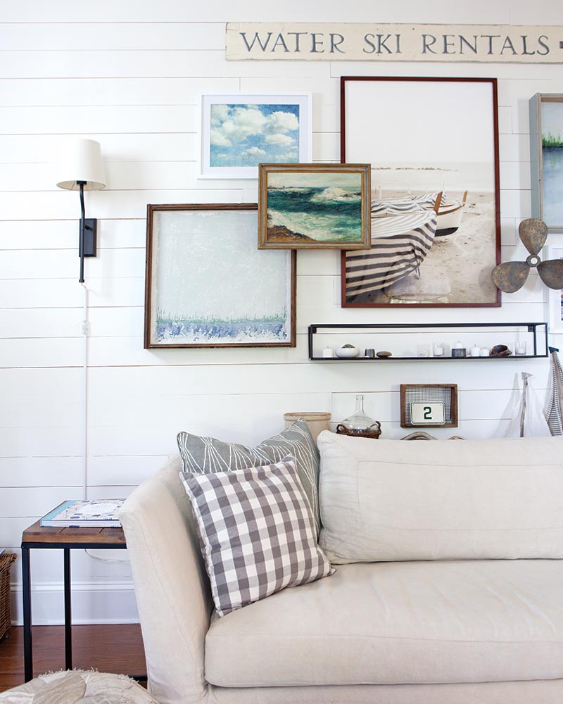 white shiplap in lakeside cottage