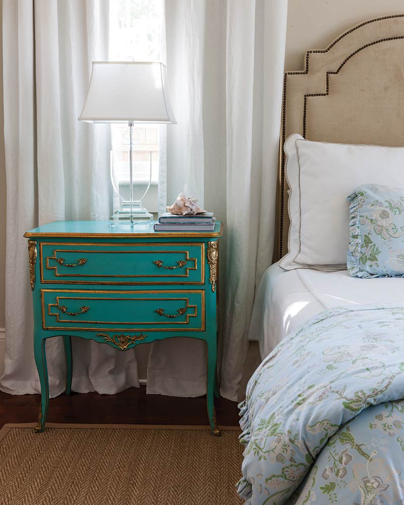 Aqua blue French-style side table