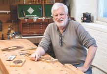 Custom Designs and Classic Reproductions Display Roger Myers’s Woodworking Talent Roger Myers in his woodworking studio.