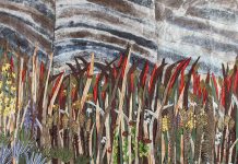 Nancy Eastman’s Artwork Is the Perfect Example of Pieces Working Together A collage of a landscape created by Nancy Eastman.