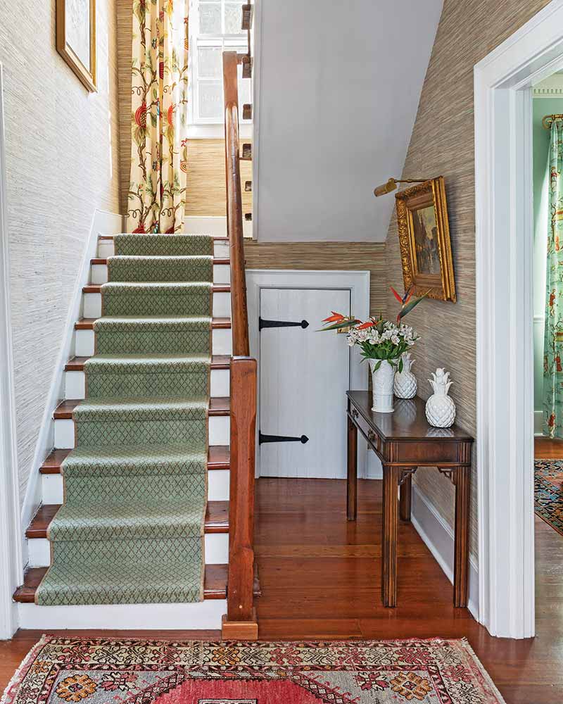 South Carolina Home - stair case with green rug