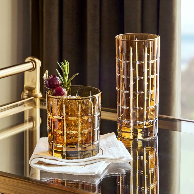 A lowball and highball glass.