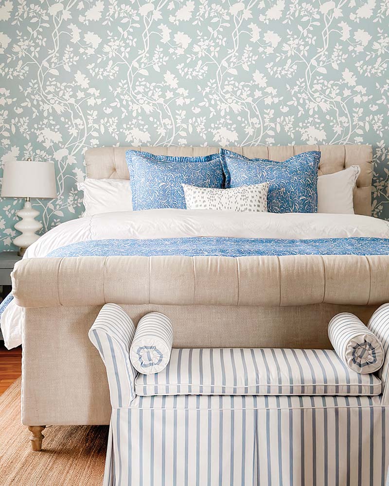 The fun, bold, and fanciful wallpapers finish off the design with a flair that’s distinctly personal, showcasing Maggie’s favorite shades and patterns.