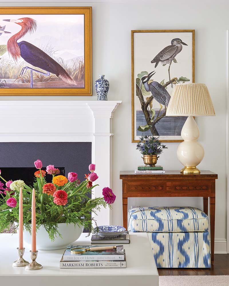 As the main hangout spot, the family room, which connects to the kitchen, combines comfort with timeless elegance.