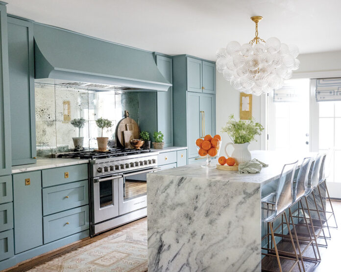 In the kitchen, the design team thoughtfully balanced cottage charm and sophisticated elegance.