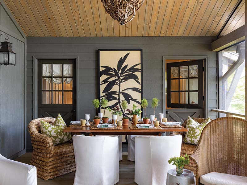 Upholstered pieces lend comfort while an abundance of woven accessories capture the home’s nature-inspired muse.