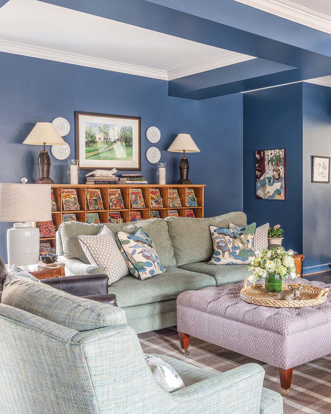 In the back of the house awaits the family game room, which was a major part of the empty nest renovation—creating a space that felt comfortable and inviting for the homeowners’ adult children to come and enjoy.