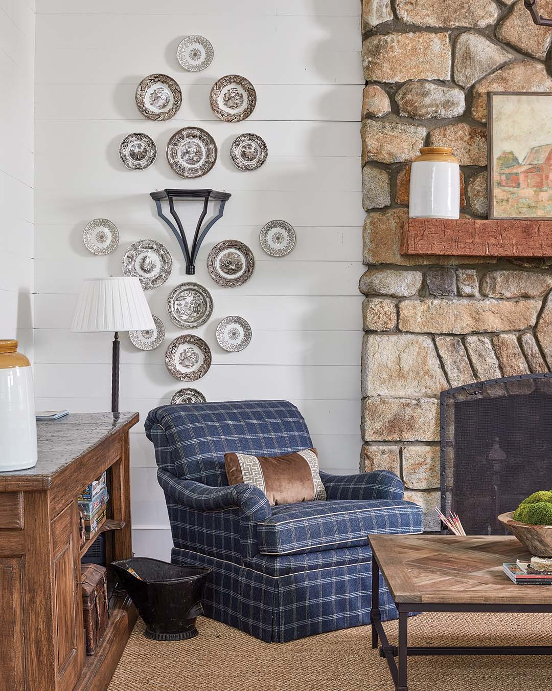 “We love a wool plaid. We love a buffalo check. We love a classic floral, and we love a windowpane. Here, we got to use them all,” Maggie says.