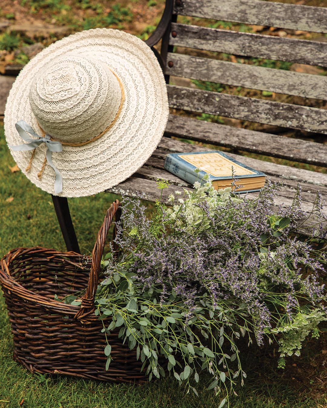 Accessorized in your chicest straw hat, embrace tranquility while relaxing on your favorite garden bench and escaping into a beloved literary world. Surrounded by the scents from a bouquet of fresh lavender, transcend into whimsical serenity.