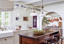 A Must-See Kitchen Makeover Full of French Country Elegance From vintage china to artwork, the homeowners’ storied treasures add prominently displayed character and contribute to a nuanced French vibe throughout this kitchen redesign. “Our clients really helped make this space feel so unique,” says interior designer Kasey Bedford of Winsome Interior Design. “They brought so many special collected items with them that really guided our creativity through the design process.”