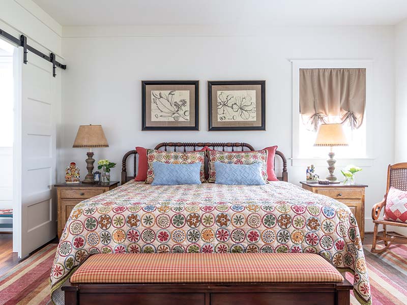 Vintage quilts that top the beds in the guest rooms.