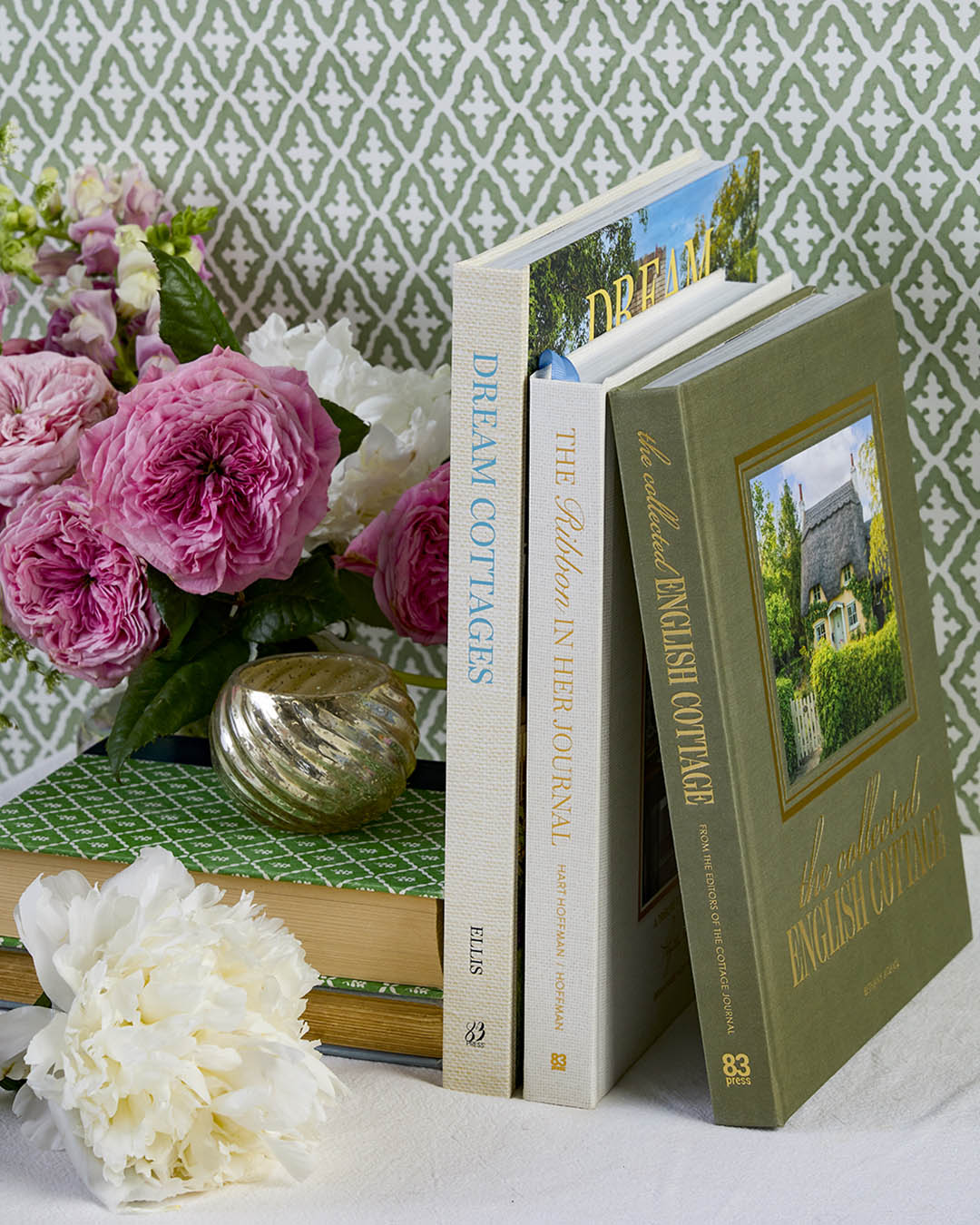 Cottages and Inspiration Bundle, featuring Dream Cottages, The Ribbon In Her Journal, and The Collected English Cottage from The Cottage Journal.