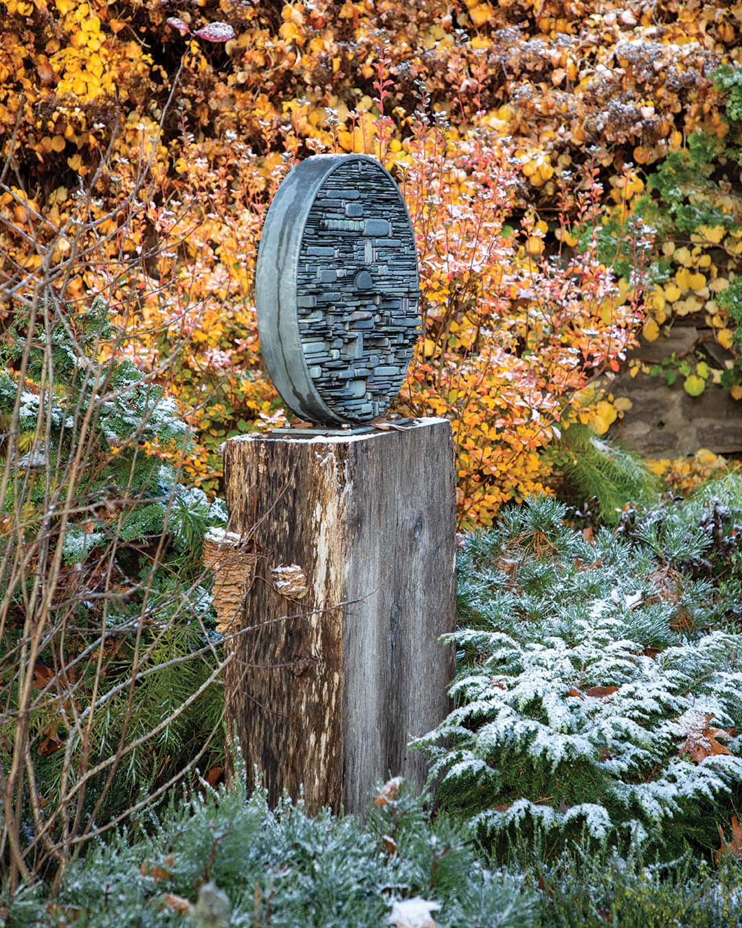 “After renting for a few months, we decided to buy Wildmuir mainly because of its gardens,” says the homeowner, whose dedication restored the dilapidated remains of Caparn’s work while adding personal elements, such as collected sculptural art and a cottage for extended family.