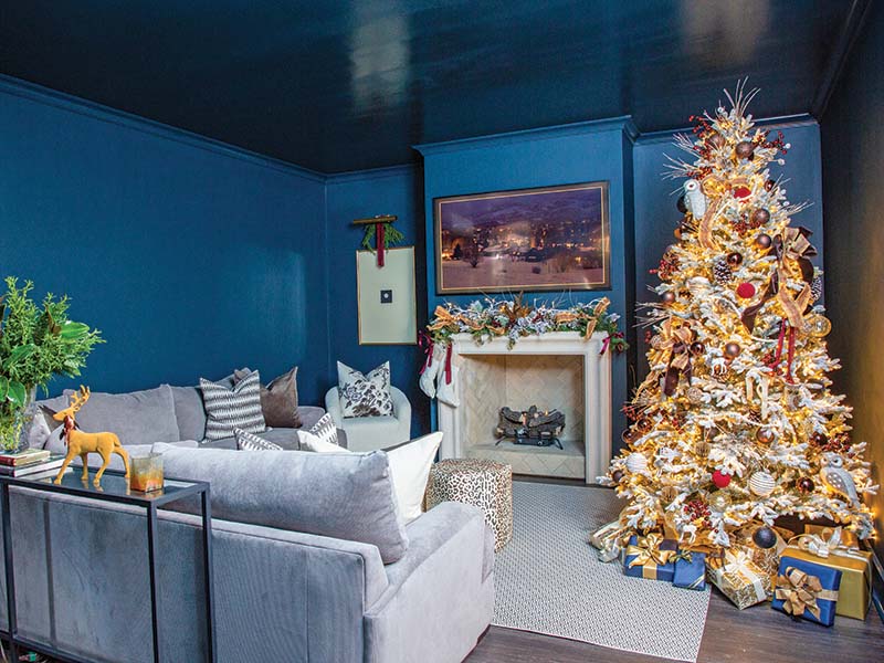 A departure from the light, airy look upstairs, the Evanses’ basement is a retreat where Kate hosts everything from girls’ nights with friends to family movie marathons.